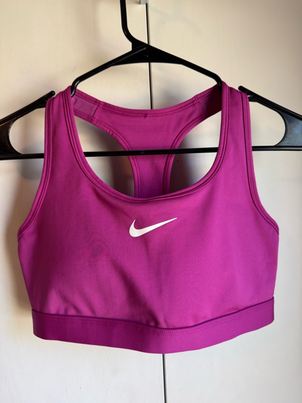 Nike Magenta Racerback Sports Bra with White Swoosh